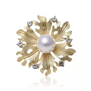 Брошь Flower Matte Брошь Matte Pearl Брошь Matte Gold Цвет Матовая Серебряная Брошь Fashion Retro Брошь со стразами