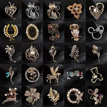Брошь High-End Sense Niche Light Luxury Suit Bow Rhinestone Corsage High-End Alloy Creative Clothing Accessories