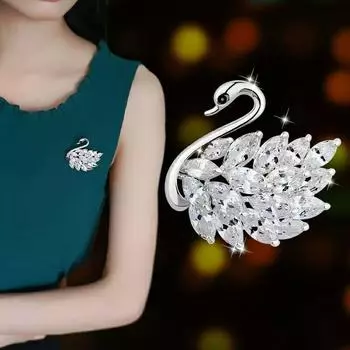 Брошь-лебедь, High-End Sense, Niche Light Luxury, полная бриллиантов, хрустальный корсаж, женское пальто, булавка для пальто с аксессуарами белый