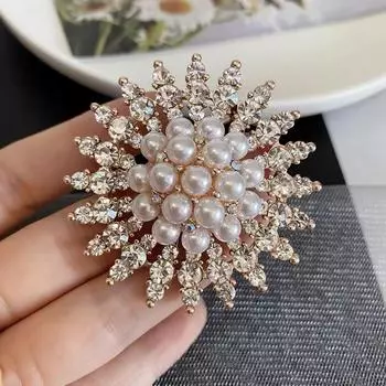 Брошь с кристаллами и жемчугом, легкая, роскошная, элегантная, женская, анти-светлая, пряжка, аксессуары для одежды, булавка