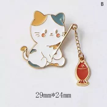 Брошь с мультяшным котом, булавка, булавка для кошки, рыбалки с цепочкой, булавка на пуговицах своими руками, булавка для джинсовой куртки as the picture