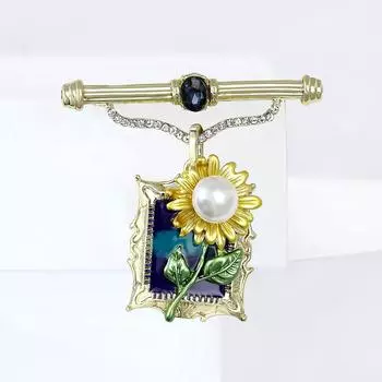 Брошь с рисунком подсолнуха из сплава и эмали, универсальная, модная, женская одежда, украшение для корсажа