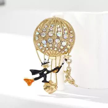 Брошь в виде воздушного шара ведьмы Premium Sense Creative Diamond Corsage Pin Женское пальто Зимние аксессуары
