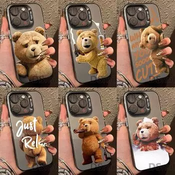 Коричневый медведь iPhone 15 Pro Max Жесткий чехол - Laser 12/13/14 Совместимость iPhone 13