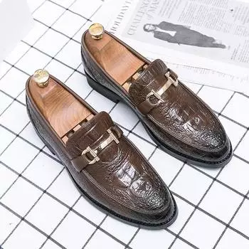 Brown Handmade Leather Shoes Thick-soled High-quality Loafers Men Slip-on Comfortable Soft-soled Casual Shoes Fashion Men Shoes 38 чёрный