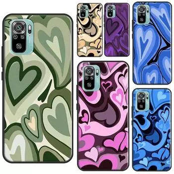 Brown Purple Hearts Swirl Pattern Case For Xiaomi Redmi Note 11 Pro Note 10 9 8 Pro 11S 9S 10S Cover For Redmi 10 9 9A 9C 9T Redmi 7