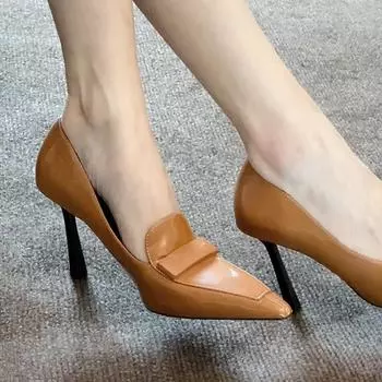 Brown retro pointed thin heel sexy single shoes women s shallow mouth professional commuting temperament high heels 34 коричневый