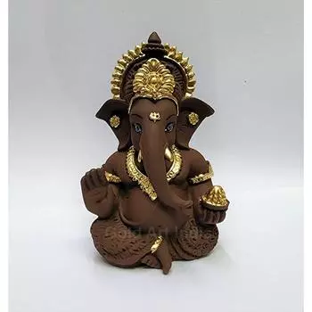 Brown Terracotta Idol for Ganesh Idol for Car Dashboard God Ganesha Idol for Home Decor Ganpati for Gift 3.5 inches (Brown Terracotta), Idol