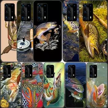 Brown Trout Fly Fishing Soft Clear Phone Case For Huawei P30 Lite P10 P20 P40 P50 Pro Mate 40 Pro 30 20 10 Lite Cover Silicone Huawei P40