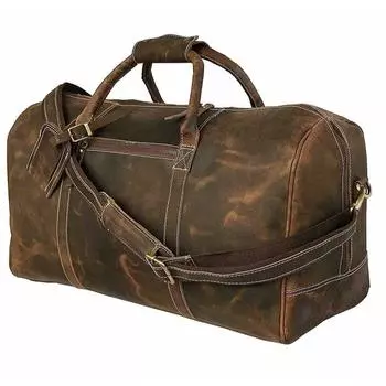 Коричневая винтажная кожаная спортивная сумка мужская Buffalo Travel Weekend Bags BG 24 x 11 x 9 in коричневый