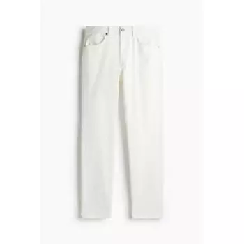 Брюки HM slim fit из хлопкового твила белого цвета 28/30