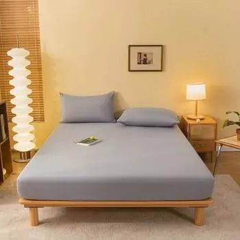 Brushed Fitted Sheet with Deep Pocket (Without Pillowcase), Soft Comfortable Bedding Mattress Protector, for Bedroom, Guest Room 90x200cm серый