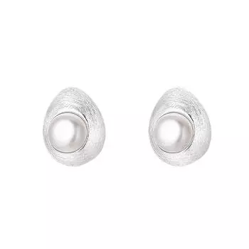 Brushed Water Drop-shaped Pearl Bean Bean Earrings Small Ear Piercing Earrings French Retro Earrings