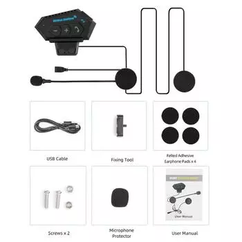BT12 Bluetooth 4.2 Гарнитура для шлема Беспроводная громкая связь Телефонный комплект Мотоцикл Водонепроницаемые наушники MP3 Музыкальный плеер Динамик для мотоцикла