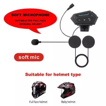 BT12 Мотоциклетные Bluetooth 5.0 Наушники для шлема Беспроводная гарнитура Комплект громкой связи Стерео наушники с защитой от помех Водонепроницаемый музыкальный плеер Динамик Hard Microphone