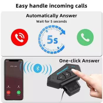 BT12 Motorcycle Helmet Bluetooth 5.0 Headset Bluetooth Helmet Earphone Wireless Handsfree Headphones Music Player For Motorbike