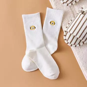 BT21 CHIMMY Базовые повседневные носки с вышивкой в рубчик 1P