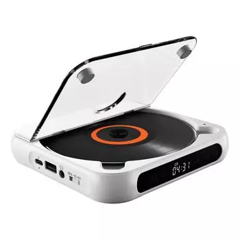 BT5.1 CD-плеер Портативный музыкальный плеер Настольный CD-привод с пылезащитной крышкой Светодиодный дисплей 6 режимов AB Таймер повтора Пульт дистанционного управления белый