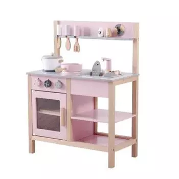 BTM Play House Kitchen Деревянный игровой домик с кухонными принадлежностями Кухня Мини-кухня Обучающая игрушка Имитация приправ Ингредиенты Игрушки для розовый