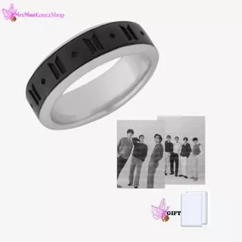 BTS Монохромное черное кольцо S