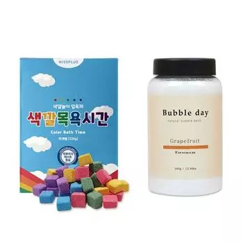 Bubble Day Powder Соль для ванн Грейпфрут 360 г + Цветной набор для ванны, Грейпфрут 360 г + Цветной набор для ванны 220 г