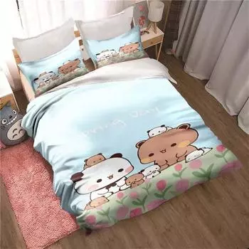 Bubu Dudu мультфильм милый медведь кавайный рождественский подарок комплект постельного белья двойной пододеяльник и наволочка размера King для детей комплект пододеяльника 70x133cm 2pcs