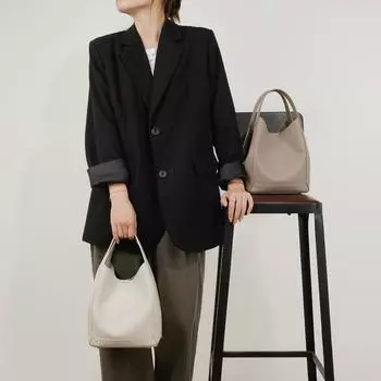 Bucket Bag for Women, Single-shoulder Crossbody, Large-capacity, High-end, Niche, Mother-and-child Leather Commuting Vegetable Basket Bag