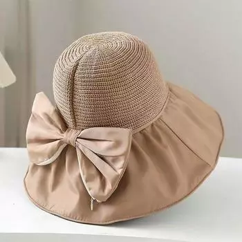 Bucket hat women s summer outdoor sun protection sun hat big edge hat UV protection big head circumference hat sun hat бежевый