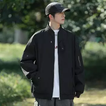 Buckle Baseball Jacket Baseball Jacket Men s Casual Loose Large Size Couples Loose M