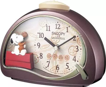 Будильник RHYTHM Snoopy с аналоговым характером R506 с электронным звуковым сигналом коричневого цвета 4SE506MJ09