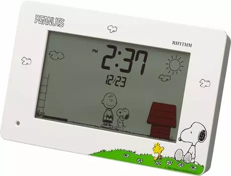 Будильник RHYTHM Snoopy, забавные цифровые часы с календарем, белые 8RDA79MS03 10x16.2x4.5 см