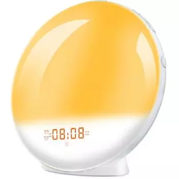 Будильник с будильником Sunrise Light Clock Имитация восхода/заката Цифровые часы с ночной подсветкой FM-радио Настольные часы
