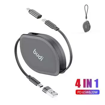 BUDU 4 в 1 PD 65 Вт и 20 Вт USB зарядный кабель синхронизации 65 Вт кабель PD USB для iPhone C 20 Вт CC PD USB USB I9M9 black-4in1