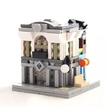 Building Block 3784 Brick Bank, Assembled Building Block Mini Street View, Creative Series Mini