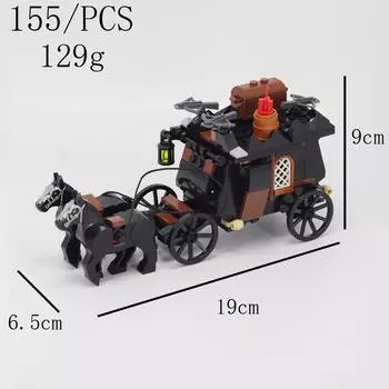 Building Block Carriage Assembly Medieval Ancient Scene Ornament Grand Theft Carriage Transportation Model Ornament