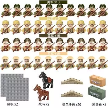 Building Block World War Ii Doll Set Collection Military Series Weapons Sandbag Building Block Children S Toys