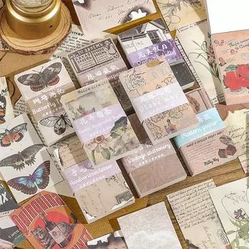 Буклет с ретро-стикерами Yuezhen Past Notes - симпатичный и нелипкий, 60 листов