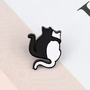Булавка Черно-Белая Кошка Ювелирные Аксессуары Оригама Эмалированная Булавка Брошь Брошь Кошка Броши Булавка