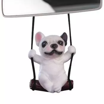 Bulldog Car Pendant Cute Animal Hangings For Rear View Mirror Swing Dog Ornament Home And Garden Decoration Balcony Pendant белый