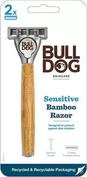 Bulldog Sensitive Razor with Bamboo Includes 1 Replacement Blade Handle,