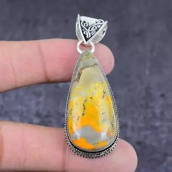 Bumblebee Jasper Gemstone Handmade 925 Sterling Silver Gift Pendant 2.40 R4t52