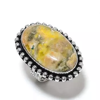 Bumblebee Jasper Gemstone Handmade 925 Sterling Silver Jewelry Ring Size 8 U6h64