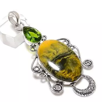 Bumblebee Jasper Gemstone Handmade 925 Sterling Silver Pendant 2.99 u2W21