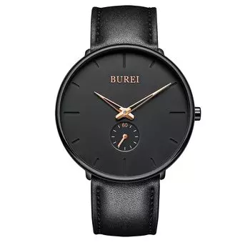 [BUREI] Watch Men s Black Simple Stylish Popular Watch Men s Black Stylish Brand Waterproof Men s Watch Watch T
