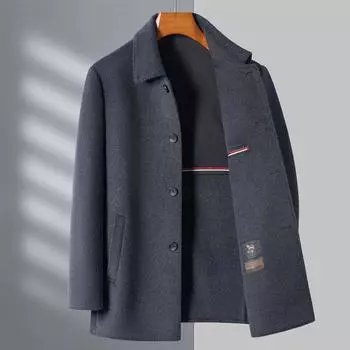 Business Casual Wool Jacket Dad s Winter Lapel Men s Top Double-sided Autumn and Winter Men s Warmth M