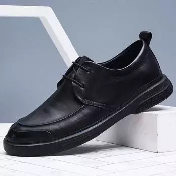 Business Formal Men s Casual Leather Shoes Breathable Genuine Leather Banquet Shoes Men s Shoes 38 чёрный