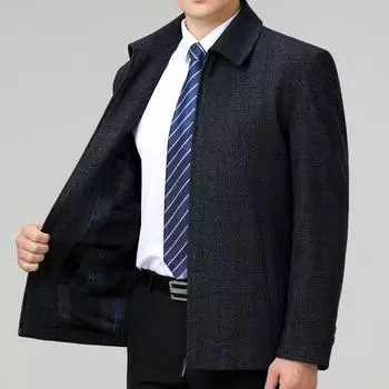 Business wool jacket men s spring and autumn new middle-aged dad men s lapel high-end casual wool men s jacket 170