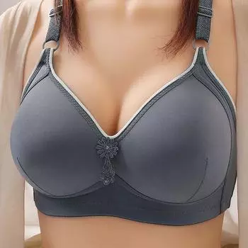 Бюстгальтер Cross-Border Smooth Push-Up: Немагнитная конструкция с 3-рядной пряжкой для мам среднего и пожилого возраста 44/100 чёрный