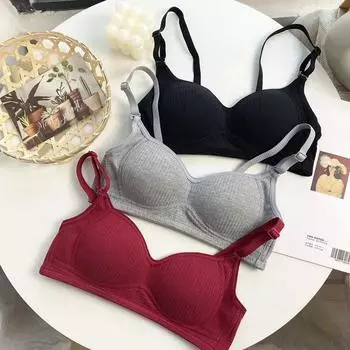 Бюстгальтер Push Up Cotton без стальных колец, бюстгальтеры для женщин, дышащее бесшовное нижнее белье, однотонный бюстгальтер 32A белый