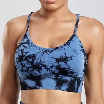 Бюстгальтеры для йоги Tie Dye для женщин, бесшовные спортивные топы с бюстгальтером для фитнеса, спортивная одежда L чёрный